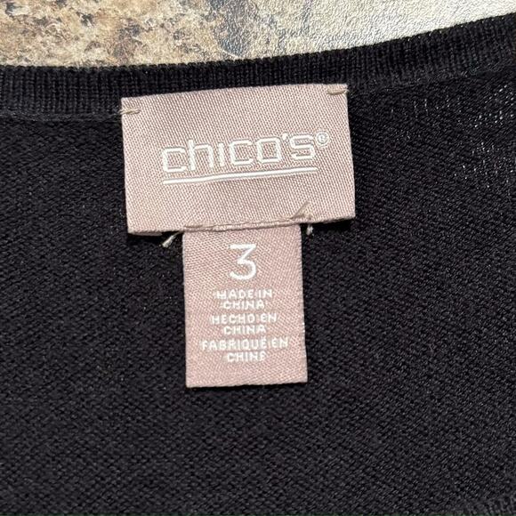 Chicos Womens Tunic Top Minimalist Boho Stripe Colorblock Black Size 3 XL 16 - Picture 2 of 6